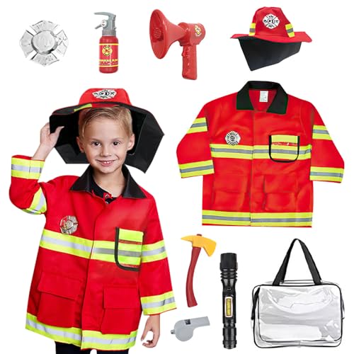 KBIBCK 9 teiliges Feuerwehrmann Kostüm, Feuerwehr Kostüm Kinder, Feuerwehr Kostüm Set, Kostüm Feuerwehrmann Kinder mit Feuerlöscher Axt Feuerwehrmann Spielzeug für Jungen Mädchen Karneval Halloween KBIBCK 9 teiliges Feuerwehrmann Kostüm, Feuerwehr Kostüm Kinder, Feuerwehr Kostüm Set, Kostüm Feuerwehrmann Kinder mit Feuerlöscher Axt Feuerwehrmann Spielzeug für Jungen Mädchen Karneval Halloween von KBIBCK
