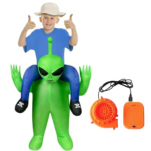 KBIBCK Aufblasbares Alien Kostüm Kinder, Grün Aufblasbare Kostüme, Karneval Halloween Kostüm Cosplay für Party von KBIBCK
