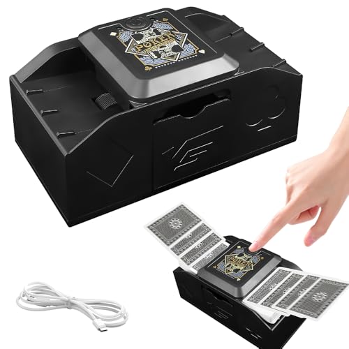KBIBCK Automatischer Kartenmischer, Kartenmischmaschine, 1–2 Decks, elektrischer Kartenmischer, USB/batteriebetrieben, intelligenter Sensor und Timing, CardShuffler für Poker UNO Blackjack Texas KBIBCK Automatischer Kartenmischer, Kartenmischmaschine, 1–2 Decks, elektrischer Kartenmischer, USB/batteriebetrieben, intelligenter Sensor und Timing, CardShuffler für Poker UNO Blackjack Texas von KBIBCK