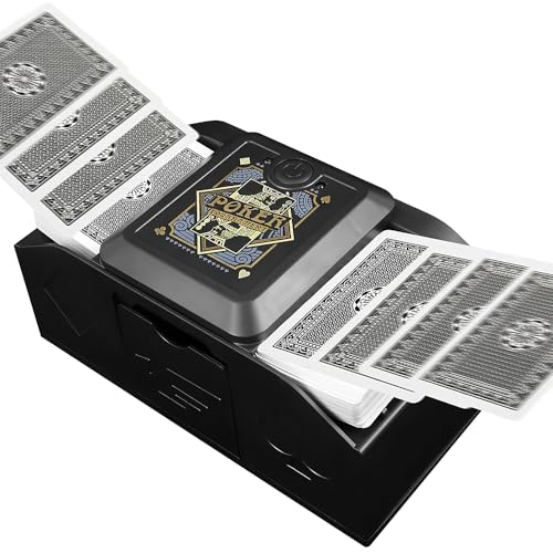 KBIBCK Automatischer Kartenmischer, Kartenmischmaschine mit Automatischer und Manueller Modus, Tragbarer Kartenmischgerät für 1-2 Decks Poker UNO (B) von KBIBCK