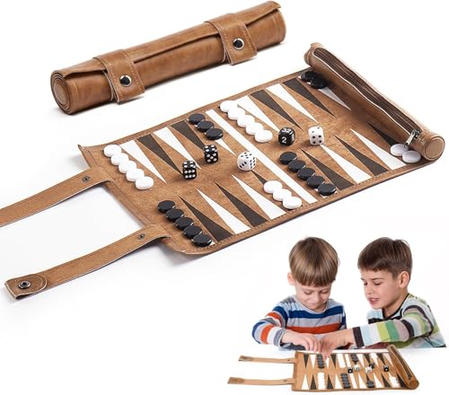 KBIBCK Backgammon Spiel Set, Klassisches Backgammon Reisespiel, Tragbares Reise Strategie Backgammons mit Schachfiguren und Würfeln für Erwachsene, Kinder, Camping-Enthusiasten und Reiseliebhaber KBIBCK Backgammon Spiel Set, Klassisches Backgammon Reisespiel, Tragbares Reise Strategie Backgammons mit Schachfiguren und Würfeln für Erwachsene, Kinder, Camping-Enthusiasten und Reiseliebhaber von KBIBCK