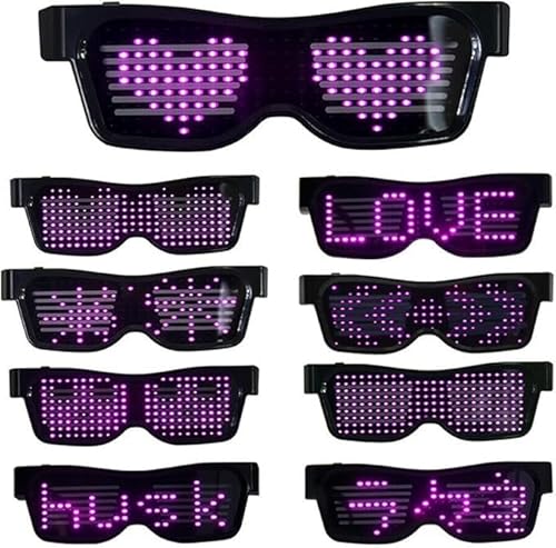 KBIBCK Bluetooth Brille, Gläser leuchten im Dunkeln Blinkende Sonnenbrillen, Cyberpunk Brille, Coole Anpassbare Gläser für Nachtclub-Geburtstagsfeier-Bühne Halloween von KBIBCK