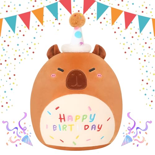 KBIBCK Happy Birthday PlüSchtier, 25cm Birthday Capybara PlüSchtier, Capybara Kuscheltier, Cartoon Plüschkissen, Niedliche Wasserschwein Kissen Kuscheltier,Geburtstagsfeier Geschenk für Jungen Mädchen KBIBCK Happy Birthday PlüSchtier, 25cm Birthday Capybara PlüSchtier, Capybara Kuscheltier, Cartoon Plüschkissen, Niedliche Wasserschwein Kissen Kuscheltier,Geburtstagsfeier Geschenk für Jungen Mädchen von KBIBCK