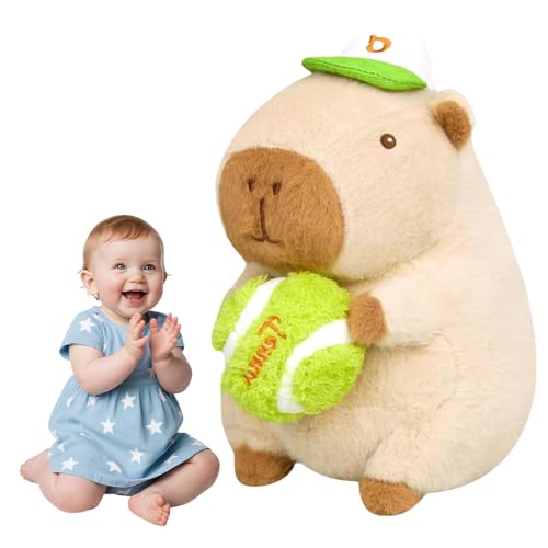 KBIBCK Capybara Plüschtier, 28 cm Capybara Kuscheltier mit Baseball Stofftier, Niedlichen Capybara Plushies, Capybara Plushie Puppen Geschenk für Ostern Home Deko Kinder von KBIBCK