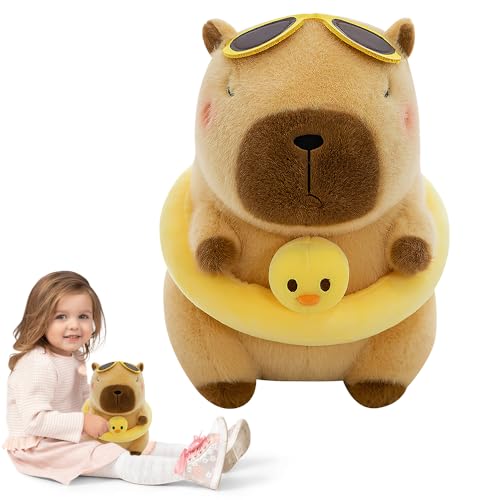KBIBCK Capybara Plüschtier, 32 cm Capybara Kuscheltier, Niedlichen Capybara Plushies, Cartoon Capybara Kuscheltier mit Schal, Plüschtier Wasserschwein Kuscheltier Stofftier Plüschtier für Kinder (D) von KBIBCK