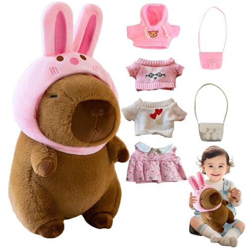 KBIBCK Capybara Plüschtier, Niedliche Capybara Kuscheltier, 23cm Wasserschwein Plüschtier mit Kleidung und Accessoires, Simulation Tier Capybara Puppen, Großes Geburtstags Geschenk für Kinder KBIBCK Capybara Plüschtier, Niedliche Capybara Kuscheltier, 23cm Wasserschwein Plüschtier mit Kleidung und Accessoires, Simulation Tier Capybara Puppen, Großes Geburtstags Geschenk für Kinder von KBIBCK