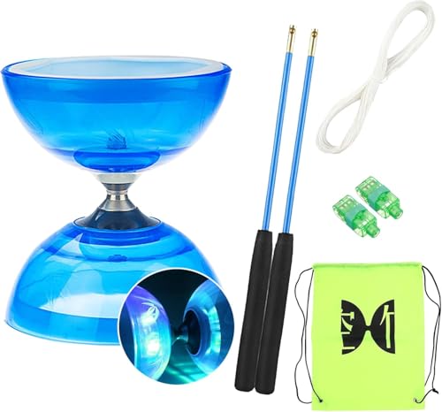 KBIBCK Diabolo Freiläufer mit Kugellager Dreifache Lagerung Set, Diabolo Leuchtend im Dunkeln, Jonglier-Set, Jonglierspielzeug, für Kinder Erwachsene, Anfänger Profis von KBIBCK