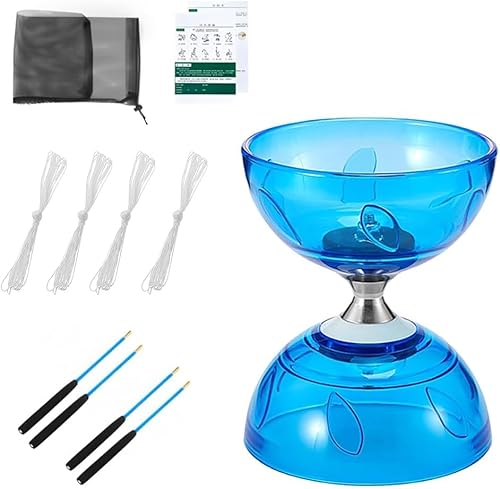 KBIBCK Diabolo mit Kugellager, Diabolo Freiläufer mit kugellager Dreifache Lagerung Set, Diabolo Jonglierset mit Diabolostab für Kinder im Innen- und Außenbereich (Blau) von KBIBCK