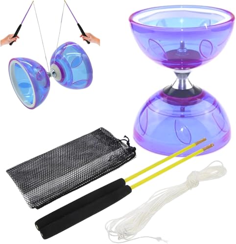 KBIBCK Diabolo mit Kugellager, Diabolo Freiläufer mit kugellager Dreifache Lagerung Set, Diabolo Jonglierset mit Diabolostab für Kinder im Innen- und Außenbereich (Lila) von KBIBCK