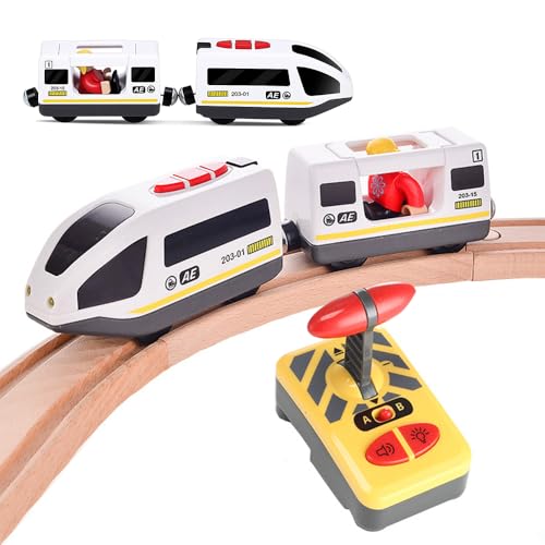 KBIBCK Elektrischer Zug Set, Motorisierte Batteriezüge für Brio Zubehör Holzbahn, Ferngesteuerter Zug Kompatibel mit Brio Thomas Eisenbahn, Züge Set für 3 Jahre alte Jungen Kinder, Kleinkinder von KBIBCK