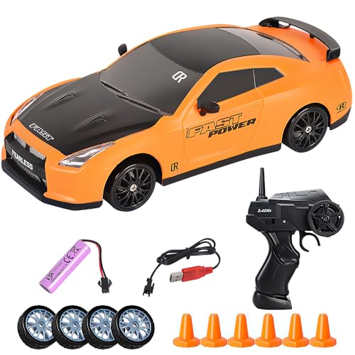 KBIBCK Mini RC Drift Car, 1:64 Ferngesteuertes Auto, 2,4Ghz 4WD Spielzeugauto Drift RC Car mit Licht für Jungen Mädchen und Erwachsene Geschenk, Schwarz (Gelb) KBIBCK Mini RC Drift Car, 1:64 Ferngesteuertes Auto, 2,4Ghz 4WD Spielzeugauto Drift RC Car mit Licht für Jungen Mädchen und Erwachsene Geschenk, Schwarz (Gelb) von KBIBCK