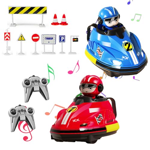 KBIBCK Ferngesteuertes Gegeneinander Spielzeugauto, 2 Pcs Ferngesteuerter Autoscooter für Kinder, Ferngesteuerter Autoscooter, Kollision Spielzeugauto, RC Crawler Car mit Licht Musik ab 3 Jahre von KBIBCK