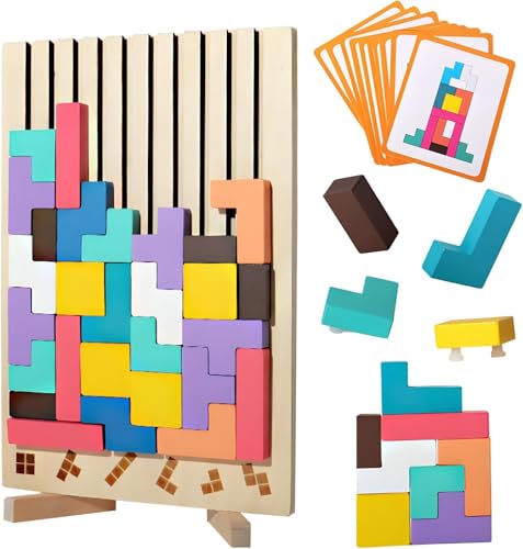 KBIBCK Holzpuzzle Tetris, Lernspielzeug, Montessori-Spiele 3 4 5 6 Jahre, Intelligenz Jigsaw, Gehirn Spielzeug, bunt, geometrische Blöcke Tetris, Geschenk für Kinder KBIBCK Holzpuzzle Tetris, Lernspielzeug, Montessori-Spiele 3 4 5 6 Jahre, Intelligenz Jigsaw, Gehirn Spielzeug, bunt, geometrische Blöcke Tetris, Geschenk für Kinder von KBIBCK