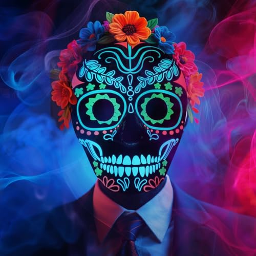 KBIBCK LED Halloween Maske für Erwachsene, LED Maske mit 3 Beleuchtungsmodi für Unisex-Erwachsene, Leuchtende Masken Kostüm Tag der Toten Masken, Halloween Gesichtsmaske für Männer Frauen Jungen KBIBCK LED Halloween Maske für Erwachsene, LED Maske mit 3 Beleuchtungsmodi für Unisex-Erwachsene, Leuchtende Masken Kostüm Tag der Toten Masken, Halloween Gesichtsmaske für Männer Frauen Jungen von KBIBCK