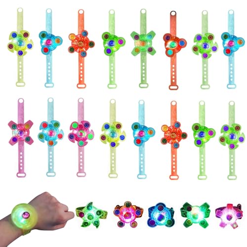 KBIBCK LED Light Up Fidget Spinner Armbänder, 24 Stück LED Fidget Spinner Armbänder, Glow in the Dark Party Supplies, Glow in the Dark Fidget Party Favors Gifts for Kids Kids Birthday Halloween Partys von KBIBCK