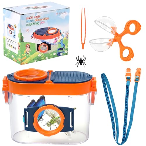 KBIBCK Lupe Insekten Sammelbox, Kinder Insekten Dose, Insekten Beobachtungsbox Forscherset, Lupendose Beobachtungsbox mit Insektenklammern, Pinzette, Für Kinder Outdoor Wissenschaft von KBIBCK