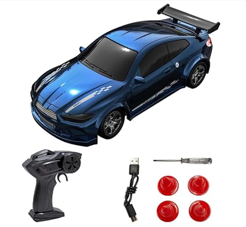 KBIBCK Mini RC Drift Car, 1:64 Ferngesteuertes Auto, 2,4Ghz 4WD Spielzeugauto Drift RC Car mit Licht für Jungen Mädchen und Erwachsene Geschenk, Blau von KBIBCK