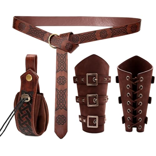 KBIBCK Mittelalter Kleidung für Damen Herren Accessoires Set, 4PCS Halloween Nekromanten Anzug,Mittelalter Armschienen Gürteltasche Gürtel,Mittelalter Kleidung Zubehör für Wikinger Piraten Renaissance KBIBCK Mittelalter Kleidung für Damen Herren Accessoires Set, 4PCS Halloween Nekromanten Anzug,Mittelalter Armschienen Gürteltasche Gürtel,Mittelalter Kleidung Zubehör für Wikinger Piraten Renaissance von KBIBCK