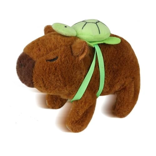 KBIBCK Capybara Plüschtier mit Geräuschen gehen, 15 cm Niedlichen Capybara mit Schildkröte, Wasserschwein Kuscheltier, Kuscheltier Spielzeug Geburtstag Geschenke für Kinder Braun von KBIBCK