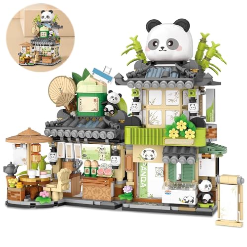 KBIBCK Panda Haus Mini Bausteine, MOC Kreatives Japanisches Spielzeug Modellset 6-12 Alter, 860 PCS Klemmbausteine Haus Toy Gift, Home Dekoration(Panda Teehaus) KBIBCK Panda Haus Mini Bausteine, MOC Kreatives Japanisches Spielzeug Modellset 6-12 Alter, 860 PCS Klemmbausteine Haus Toy Gift, Home Dekoration(Panda Teehaus) von KBIBCK