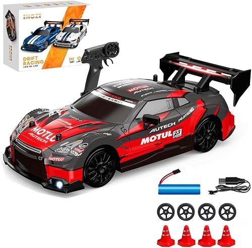 KBIBCK RC Drift Car, 1:24 Rennauto Ferngesteuert, 30km/H 4WD 2,4 GHz Fernsteuerung Mini RC Car mit Led-Leuchten, Reifen und Straßensperren KBIBCK RC Drift Car, 1:24 Rennauto Ferngesteuert, 30km/H 4WD 2,4 GHz Fernsteuerung Mini RC Car mit Led-Leuchten, Reifen und Straßensperren von KBIBCK