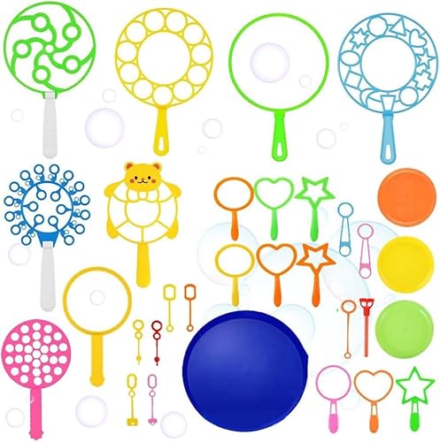 KBIBCK Seifenblasen Set für Kinder,31 Stück Seifenblasen Kinder,Große Seifenblasenstäbe Spielzeug,Buntes Bubble Maker Spiele für Sommer Outdoor Spiele,Kindergeburtstag,Partys,Hochzeit,Garten von KBIBCK