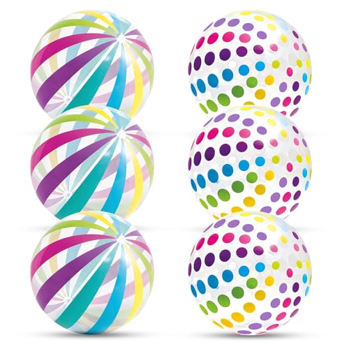 KBIBCK 6 Stück Wasserball Aufblasbar, 40 cm Wasserball, Wasserball Kinder, Bunt Gestreifter WasserbäLle, Strandball Aufblasbar, Schwimmbad Party Ball, Pool Strand Spielzeug Ball KBIBCK 6 Stück Wasserball Aufblasbar, 40 cm Wasserball, Wasserball Kinder, Bunt Gestreifter WasserbäLle, Strandball Aufblasbar, Schwimmbad Party Ball, Pool Strand Spielzeug Ball von KBIBCK