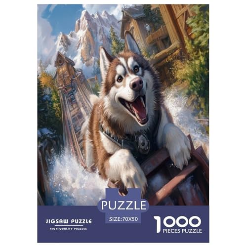 Alaskanische Malamute Puzzles 1000 Teile Schwer Puzzle Spielzeug Pädagogisches Spiel Impossible Herausforderung Spielzeug Für Erwachsene Kinder 70x50cm/1000pcs von KBLDYAFB