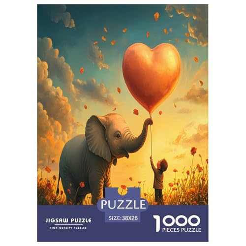 Elefanten Puzzles 1000 Teile Schwer Puzzle Spielzeug Pädagogisches Spiel Impossible Herausforderungsspielzeug Für Erwachsene Kinder 38x26cm/1000pcs von KBLDYAFB