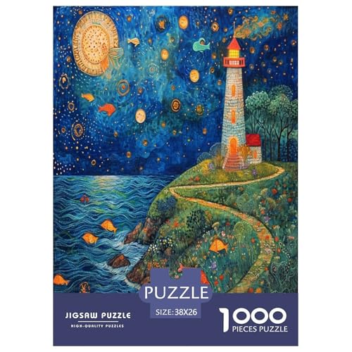 Hafen Leuchtturm Puzzle 1000 Teile Schwer Puzzle Spielzeug Pädagogisches Spiel Impossible Herausforderungsspielzeug Für Erwachsene Und Kinder Ab 12 Jahren 38x26cm/1000pcs von KBLDYAFB