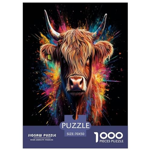 Highland Rinder Puzzle 1000 Teile Schwer Puzzle Spielzeug Pädagogisches Spiel Impossible Herausforderung Spielzeug Für Erwachsene Und Kinder Ab 14 Jahren 70x50cm/1000pcs von KBLDYAFB