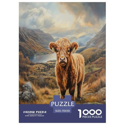 Highland Rinder Puzzles 1000 Teile Schwer Puzzle Spielzeug Pädagogisches Spiel Impossible Herausforderungsspielzeug Für Erwachsene Und Kinder in Bewährter 70x50cm/1000pcs von KBLDYAFB