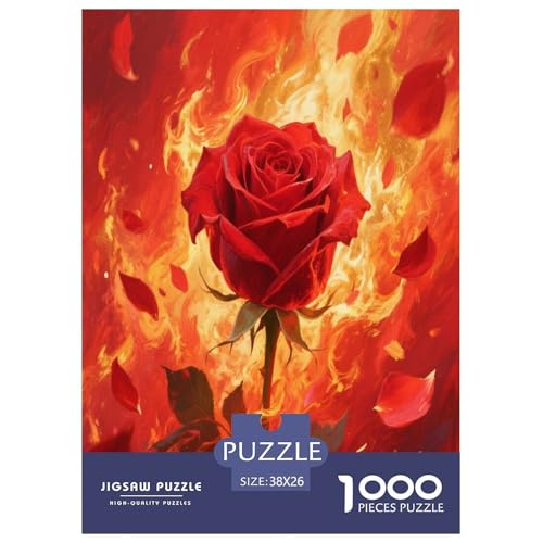 Rose Puzzle 1000-teilige Schwer Puzzle Spielzeug Pädagogisches Spiel Impossible Herausforderungsspielzeug Für Erwachsene Kinder 38x26cm/1000pcs von KBLDYAFB