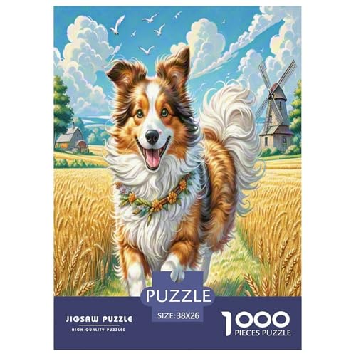 Shetlandsherhund Puzzles 1000 Teile Schwer Puzzle Spielzeug Pädagogisches Spiel Impossible Herausforderung Spielzeug Für Erwachsene Kinder 38x26cm/1000pcs von KBLDYAFB