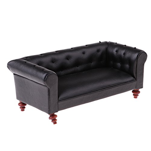 1/12 Puppenhaus Möbel Leder Lange Sofa Couch Miniatur Zubehör Schwarz 1/12 Puppenhaus Möbel Leder Lange Sofa Couch Miniatur Zubehör Schwarz von KBOLAE