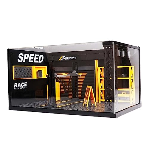 1:24 Auto-Garagendiorama-Modell, DIY-Spielzeug-Szene für Büro, Zuhause, Mikro-Landschaft mit Brett, mit 3 Acrylplatten von KBOLAE