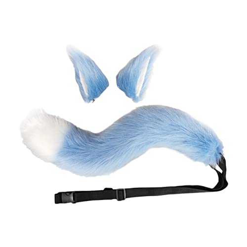Fox Ohren und Schwanz Set für Unisex Kinder Plüsch für Performance Verkleidung Blau Fox Ohren und Schwanz Set für Unisex Kinder Plüsch für Performance Verkleidung Blau von KBOLAE