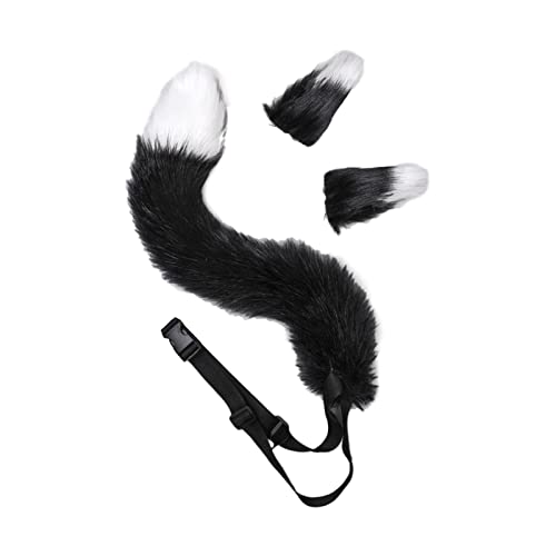 Fox Ohren und Schwanz Set für Unisex Kinder Plüsch für Performance Verkleidung schwarz von KBOLAE