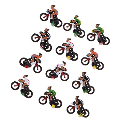 KBOLAE 12 Stück Miniatur 1/87 HO Modell Radfahrer DIY Landschaft Sandtisch Layout von KBOLAE