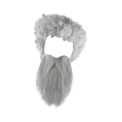 KBOLAE Bart- und Haar-Set, Kostümzubehör, Requisiten für Weihnachten, Halloween, Karneval, grau von KBOLAE
