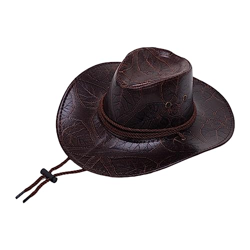 KBOLAE Cowboyhut, strapazierfähiges PU-Leder, Kostüm-Zubehör, lässiger Sonnenhut für Erwachsene, Kaffee, 58 cm KBOLAE Cowboyhut, strapazierfähiges PU-Leder, Kostüm-Zubehör, lässiger Sonnenhut für Erwachsene, Kaffee, 58 cm von KBOLAE