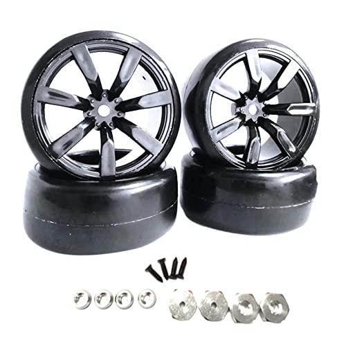 KBOLAE Drift Gummireifen mit Radnaben für WPL D12 RC Trucks Style 2, 4 Stück von KBOLAE