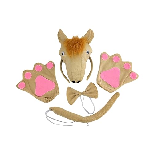 KBOLAE Kinder-Pferd-Kostüm, Tier-Kostüm-Set für Performance-Partys, Cosplay mit Pfoten, 4-teiliges Set, 32 x 4 cm KBOLAE Kinder-Pferd-Kostüm, Tier-Kostüm-Set für Performance-Partys, Cosplay mit Pfoten, 4-teiliges Set, 32 x 4 cm von KBOLAE