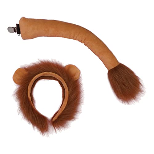 KBOLAE Löwenschwanz Ohren Plüsch Kostüm Set Verkleidung Dschungel für Show Karneval Bühne KBOLAE Löwenschwanz Ohren Plüsch Kostüm Set Verkleidung Dschungel für Show Karneval Bühne von KBOLAE