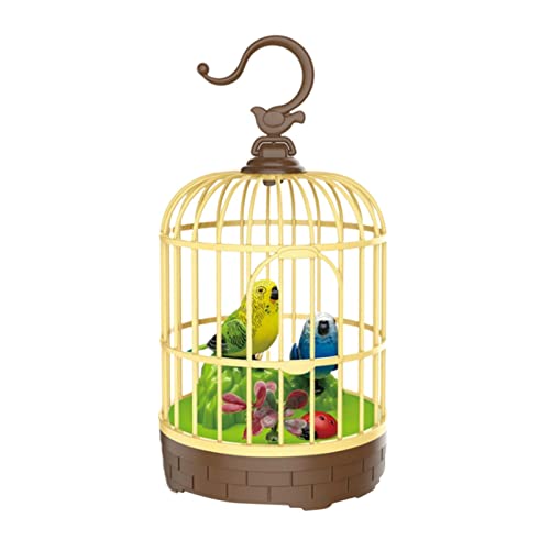KBOLAE Singender Zwitscher-Vogel im Käfig, realistisches geräuschaktiviertes Zwitschern, Grün und Blau von KBOLAE