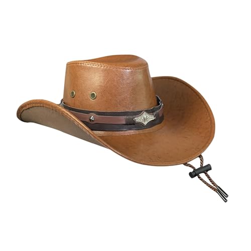 KBOLAE Western-Cowboyhut für Erwachsene, Sonnenhut, lässiger Gentleman, Jazzhut, Cowgirl-Hut, Braun, 56–58 cm von KBOLAE