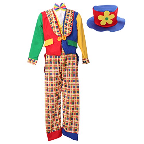 KBOLAE Zirkus-Clown-Kostüm, Comedy-Gitter, für Erwachsene, Oberteil, Mantel, Hose, Hut, Kostüm, Stil 2 KBOLAE Zirkus-Clown-Kostüm, Comedy-Gitter, für Erwachsene, Oberteil, Mantel, Hose, Hut, Kostüm, Stil 2 von KBOLAE