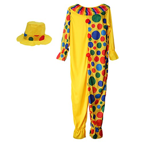 KBOLAE Zirkus-Clown-Kostüm, Komödie mit Punkten, Kinder-Outfit mit Hut, Party, Verkleidung, Größe XL von KBOLAE