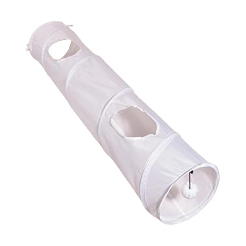 Kitten Tunnel Tube Training Gefaltetes Kätzchen Katzenspielzeug mit Spielball Katzentunnel Gerade Form, Weiß, Gerade Form 25x120 von KBOLAE