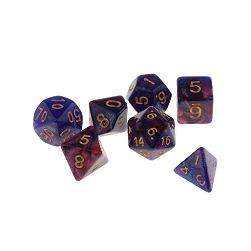 Polyedrische Würfel D4 D6 D8 D10 D12 D20 für DND-RPG-Spiele, Blau/Violett, 7 Stück Polyedrische Würfel D4 D6 D8 D10 D12 D20 für DND-RPG-Spiele, Blau/Violett, 7 Stück von KBOLAE